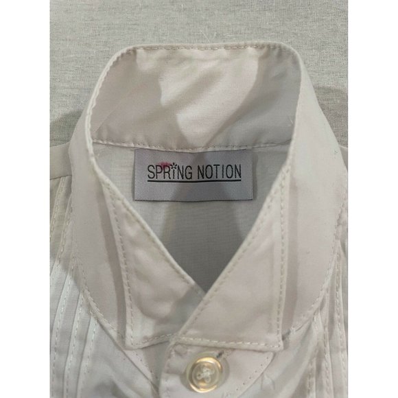 Spring Notion Boy Shirt Button Down White Buttons Long Sleeve Cotton Size 4T - Picture 4 of 9